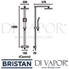 Bristan Quadrato Exposed Fixed Head Bar Shower Diverter Kit Dimensions